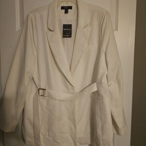 Forever 21 Women's Off-White Belted Blazer